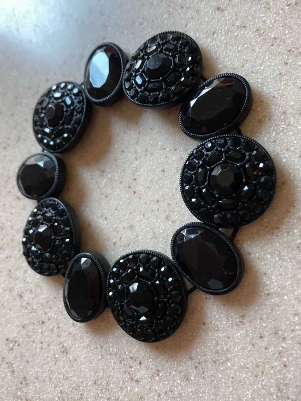 Black Rhinestone Stretch Bracelet VTG